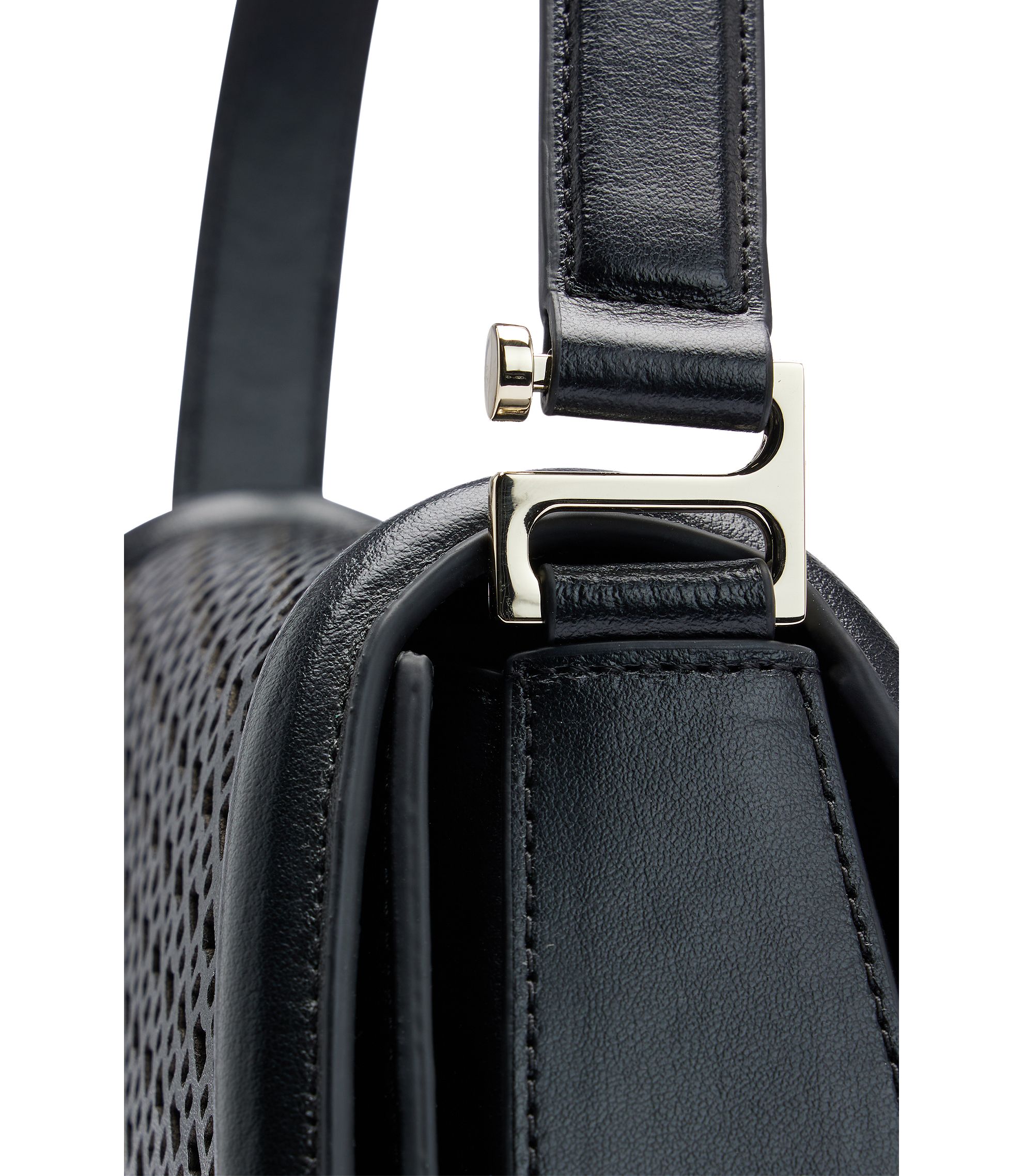 BOSS - Leather shoulder bag with monogram pattern - Black BOSS - Leather shoulder bag with monogram pattern - Black