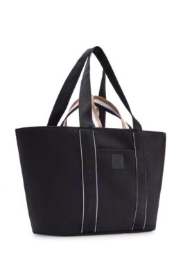 Canvas tote bag with logo patch, Black