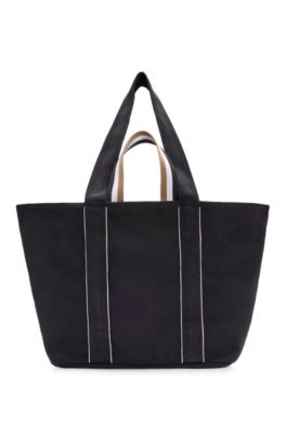 Canvas tote bag with logo patch, Black