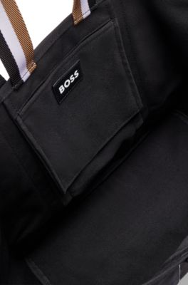 Canvas tote bag with logo patch, Black