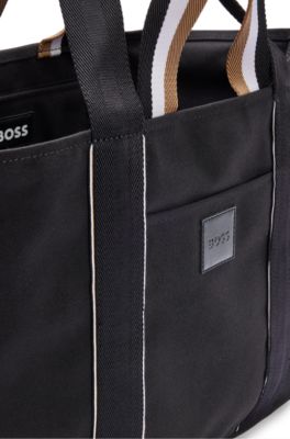 Canvas tote bag with logo patch, Black