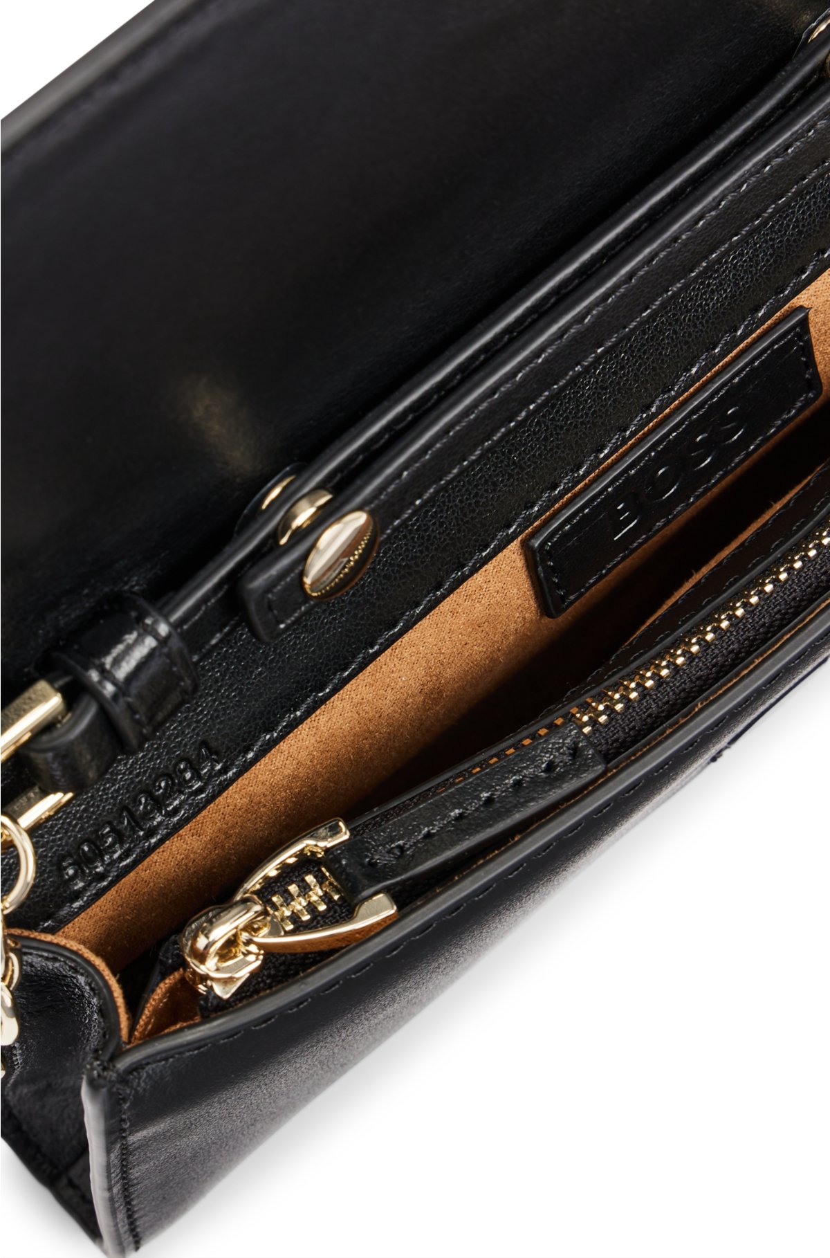 BOSS - Leather clutch bag with branded hardware