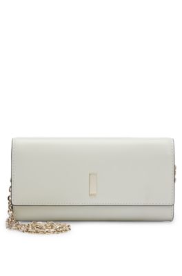Hugo Boss Leather Clutch Bag With Branded Hardware In White