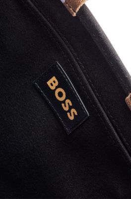 Slimline canvas tote bag with logo patch, Black