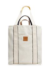 Slimline canvas tote bag with logo patch, White