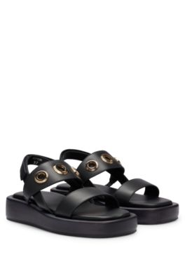 BOSS - Leather sandals with eyelet details