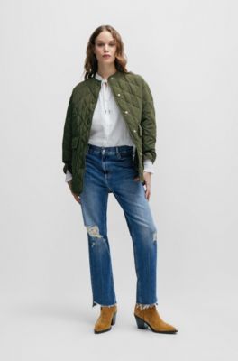 Suede ankle boots with block heel, Beige