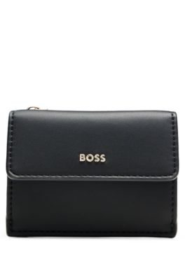 Hugo Boss Faux-leather Card Holder With Zipped Coin Pocket In Black