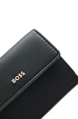 BOSS - Faux-leather card holder with zipped coin pocket - Black