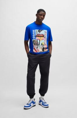 HUGO - Cotton-jersey regular-fit T-shirt with graphic artwork