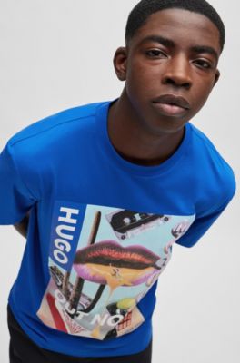 HUGO - Cotton-jersey regular-fit T-shirt with graphic artwork