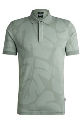 Polo slim fit de algod&oacute;n con hojas de monstera, Cal