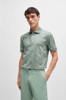 Polo slim fit de algod&oacute;n con hojas de monstera, Cal