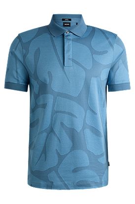 Slim-fit polo shirt in monstera-leaf cotton