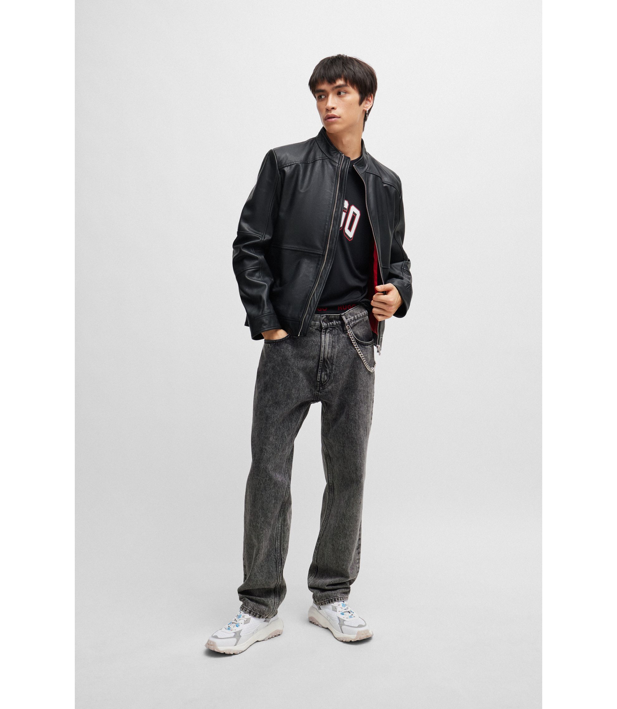 HUGO BOSS シングルテーラードジャケット 裏地レッド 黒/XW254 ヒューゴボス HUGO BOSS ボス ジャケット ブラック メンズ HUGO BOSS