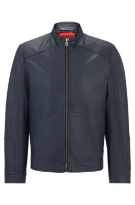 Hugo boss red leather jacket hotsell