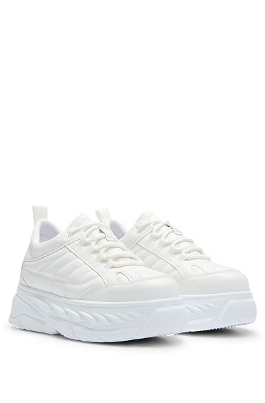 Chunky-sole trainers in a quilted effect, White