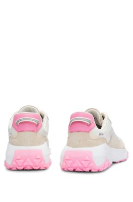 Mixed-material trainers with contrast details, Light Grey