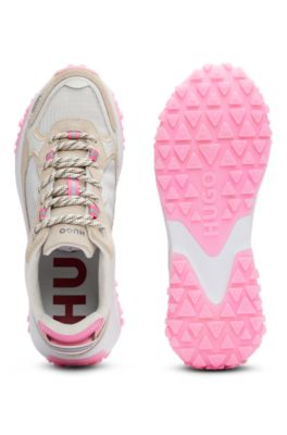 Mixed-material trainers with contrast details, Light Grey