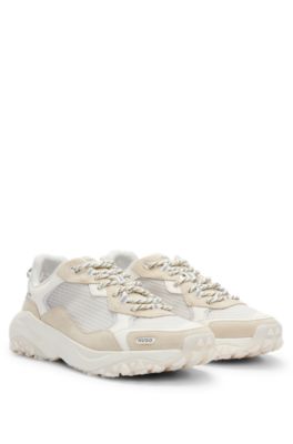 Hugo Mixed-material Trainers With Contrast Details In White