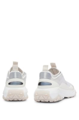 Sock-style zip-up trainers with EVA-rubber sole, White