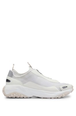 Sock-style zip-up trainers with EVA-rubber sole, White