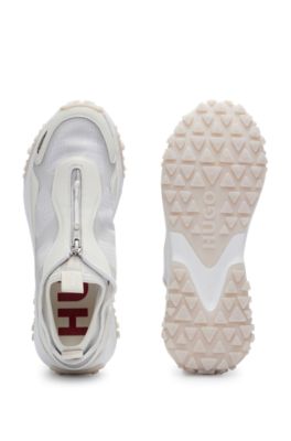 Sock-style zip-up trainers with EVA-rubber sole, White