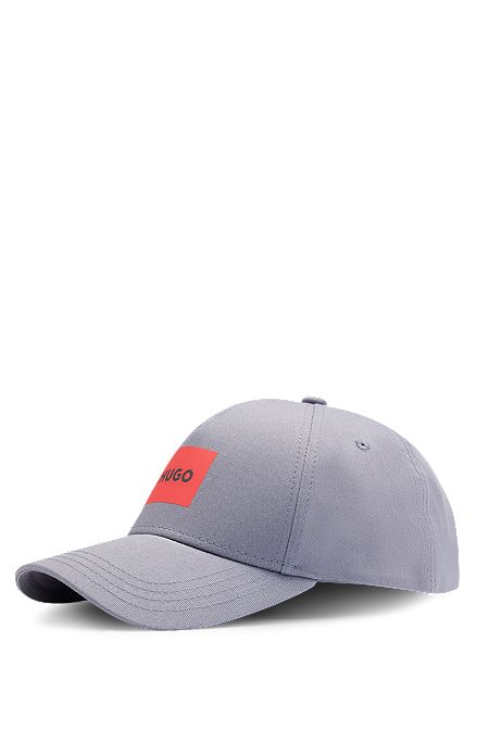 Cotton-twill woven cap with logo print, Light Blue