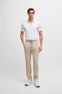 BOSS Mercerizedcotton slimfit polo shirt with contrast stripes