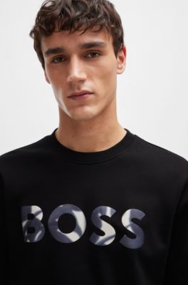 BOSS - Mercerized-cotton sweatshirt with digital-print logo