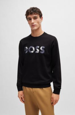 BOSS - Mercerized-cotton sweatshirt with digital-print logo