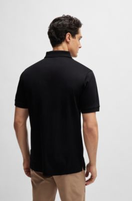 BOSS - Mercerized-cotton slim-fit polo shirt with zip neck 