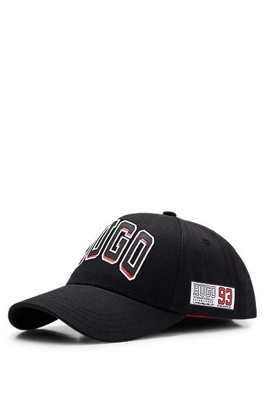 Cotton-twill cap with embroidered logo, Black