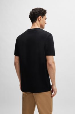 T-shirt en jersey de coton &agrave; logo imprim&eacute; num&eacute;riquement, Noir