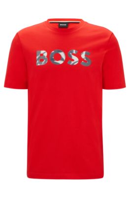 BOSS - Cotton-jersey T-shirt with digital-print logo