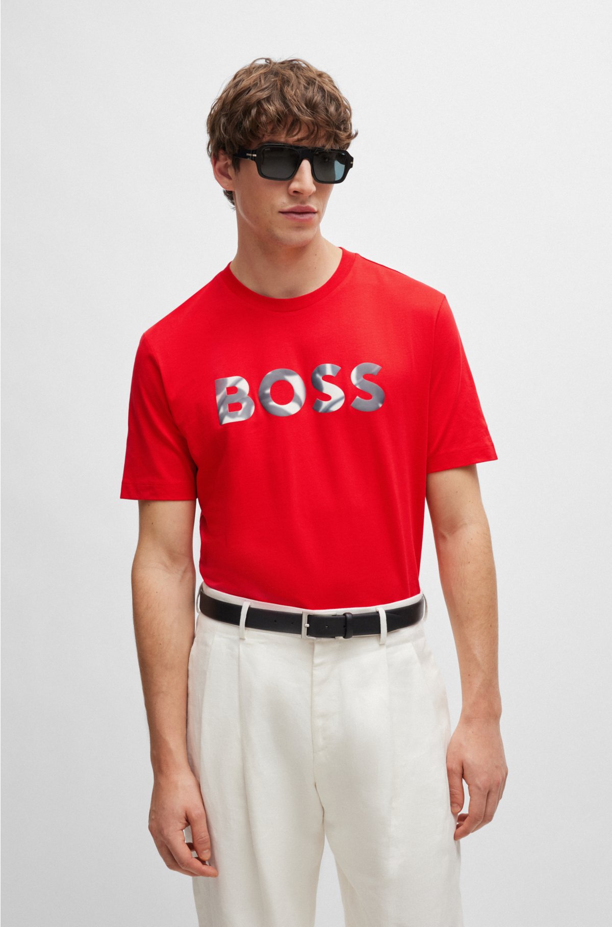 BOSS - Cotton-jersey T-shirt with digital-print logo
