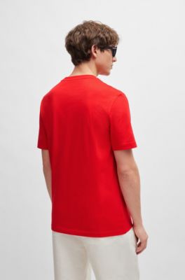 BOSS - Cotton-jersey T-shirt with digital-print logo - Red