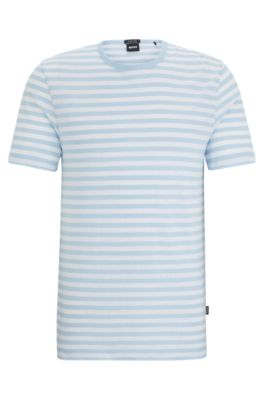 Hugo boss blue hotsell and white striped shirt