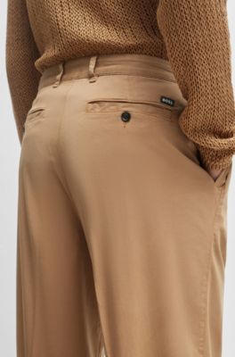Relaxed-fit trousers with pleat front, Khaki