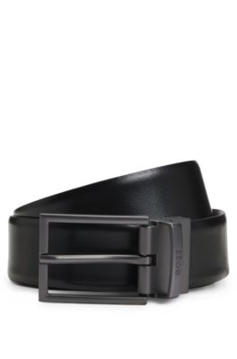 BOSS - Reversible Italian-leather belt with logo-engraved keeper