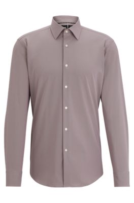 BOSS - Regular-fit shirt in structured performance-stretch material ...