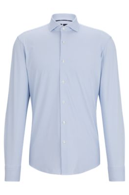 Hugo Boss Regular-fit Shirt In Structured Cotton Twill In Blue