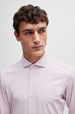 BOSS - Regular-fit shirt in structured performance-stretch material