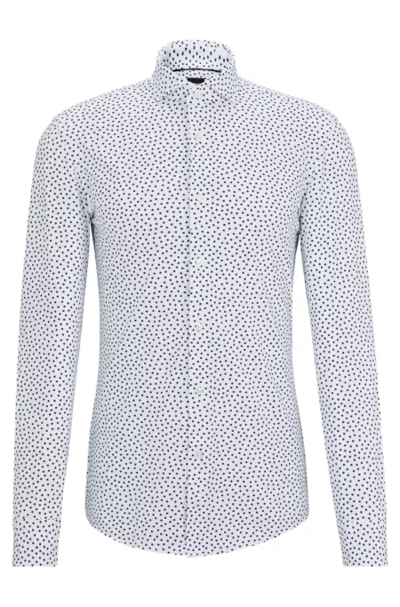 Slim-fit shirt in printed performance-stretch fabric