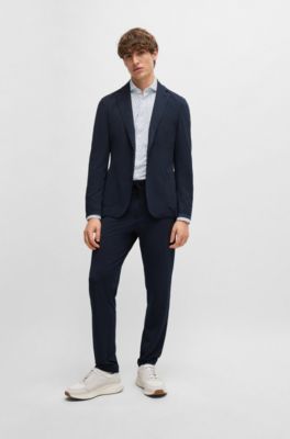 Camisa slim fit de tejido el&aacute;stico t&eacute;cnico estampado, Blanco