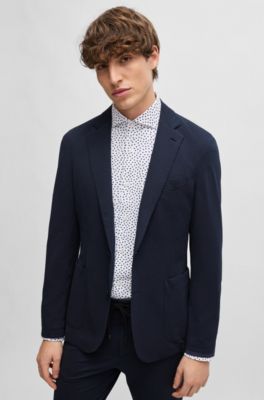 Camisa slim fit de tejido el&aacute;stico t&eacute;cnico estampado, Blanco