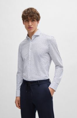 Slim-fit shirt printed performance-stretch fabric