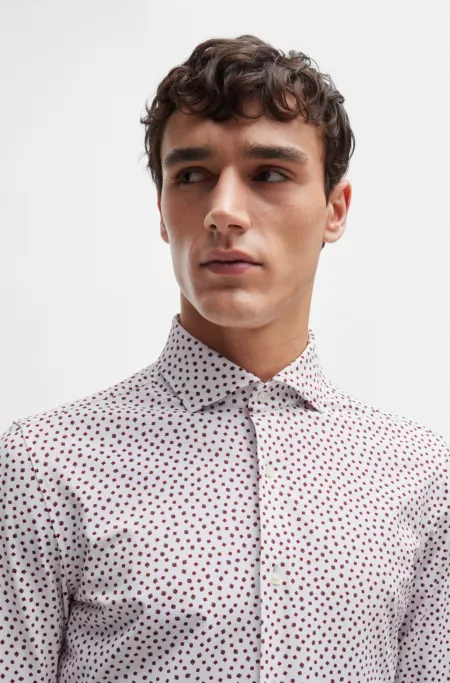 Slim-fit shirt in printed performance-stretch fabric