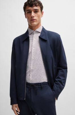 Camisa slim fit de tejido el&aacute;stico t&eacute;cnico estampado, Blanco