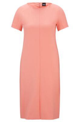 Shop Hugo Boss Short-sleeved Dress In Stretch Material In Light Purple